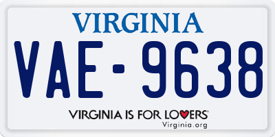 VA license plate VAE9638