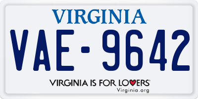 VA license plate VAE9642