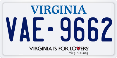 VA license plate VAE9662