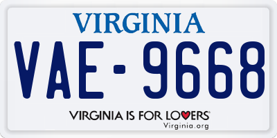 VA license plate VAE9668