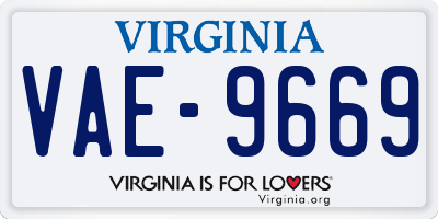 VA license plate VAE9669