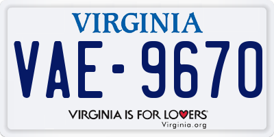 VA license plate VAE9670