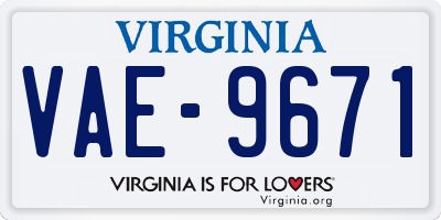 VA license plate VAE9671