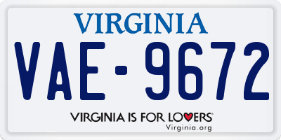 VA license plate VAE9672