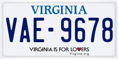 VA license plate VAE9678