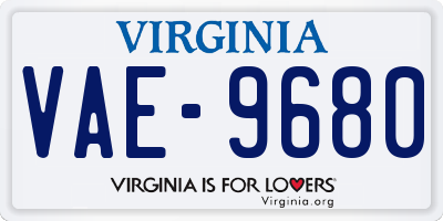 VA license plate VAE9680
