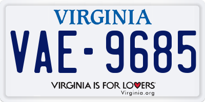 VA license plate VAE9685