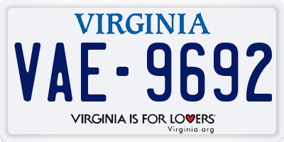 VA license plate VAE9692