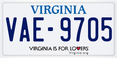 VA license plate VAE9705