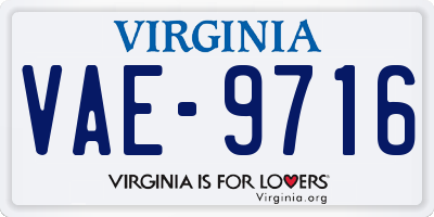VA license plate VAE9716