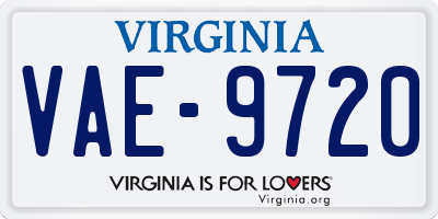 VA license plate VAE9720