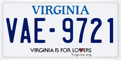 VA license plate VAE9721