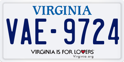 VA license plate VAE9724