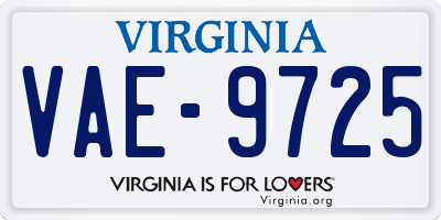 VA license plate VAE9725