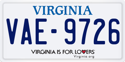 VA license plate VAE9726