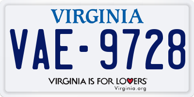 VA license plate VAE9728