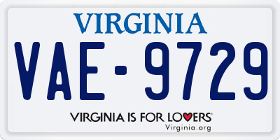 VA license plate VAE9729