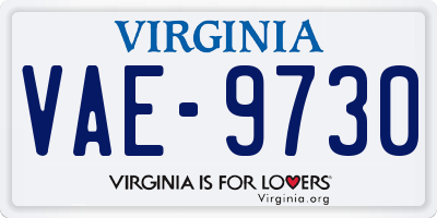 VA license plate VAE9730