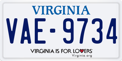 VA license plate VAE9734