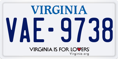 VA license plate VAE9738