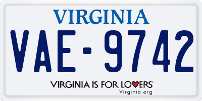 VA license plate VAE9742