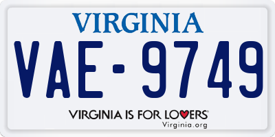 VA license plate VAE9749