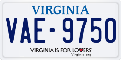 VA license plate VAE9750