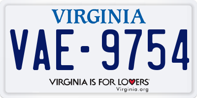 VA license plate VAE9754
