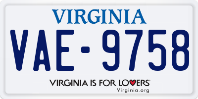 VA license plate VAE9758