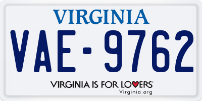 VA license plate VAE9762