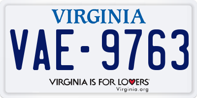 VA license plate VAE9763