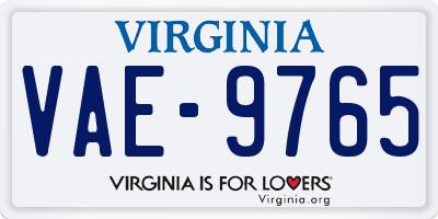 VA license plate VAE9765