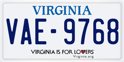 VA license plate VAE9768
