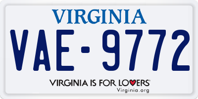 VA license plate VAE9772