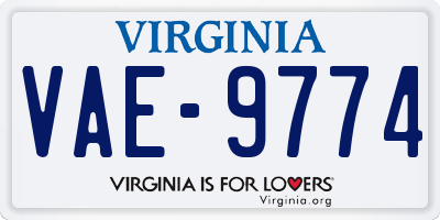 VA license plate VAE9774