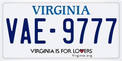 VA license plate VAE9777