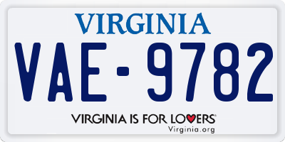 VA license plate VAE9782