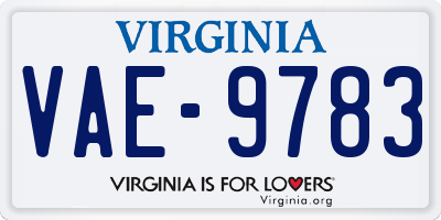 VA license plate VAE9783
