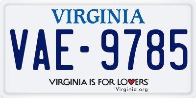 VA license plate VAE9785