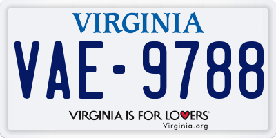 VA license plate VAE9788