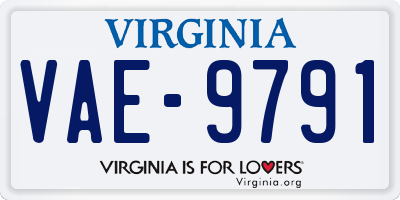VA license plate VAE9791