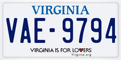 VA license plate VAE9794