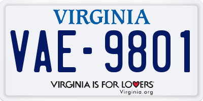 VA license plate VAE9801