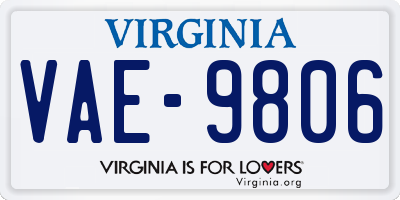 VA license plate VAE9806