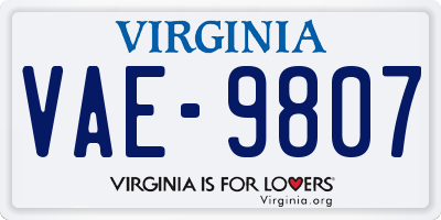 VA license plate VAE9807