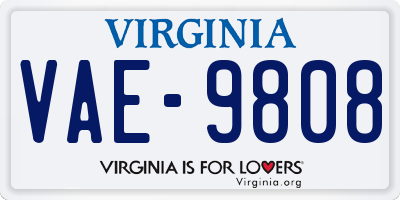 VA license plate VAE9808