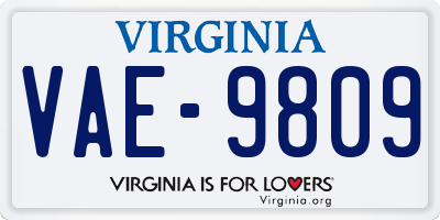 VA license plate VAE9809