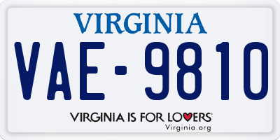 VA license plate VAE9810