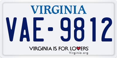 VA license plate VAE9812