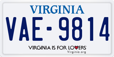 VA license plate VAE9814